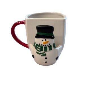 Snowman Ceramic Mug with Cookie Slot NEW 18 oz